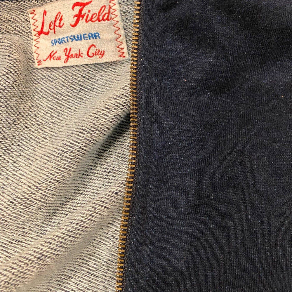 Left Field indigo yarn dyed loop terry zip sweatshirt size L